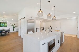 Modern kitchen with quality lighting and finishes